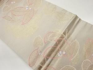 葉・実模様織出し名古屋帯